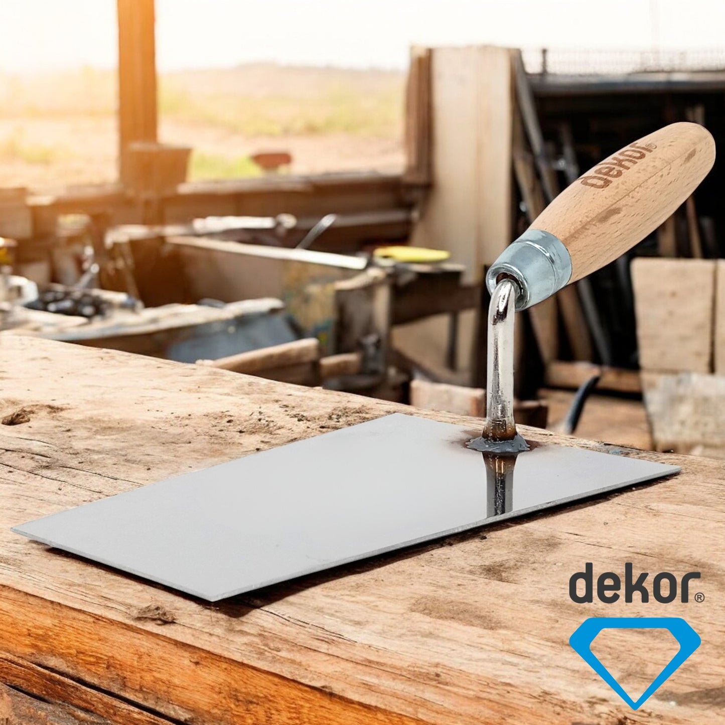 DEKOR Brick Trowel - 7" - German Stainless Steel - Wooden Handle