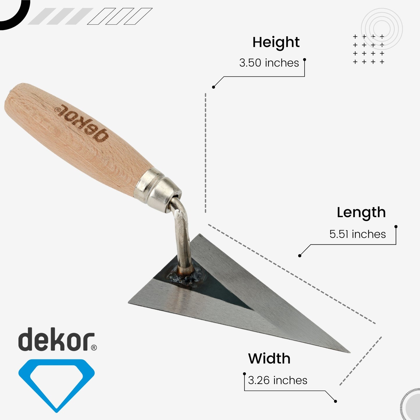 DEKOR Pointing Trowel - 5.5" - Spring Steel - Wooden Handle