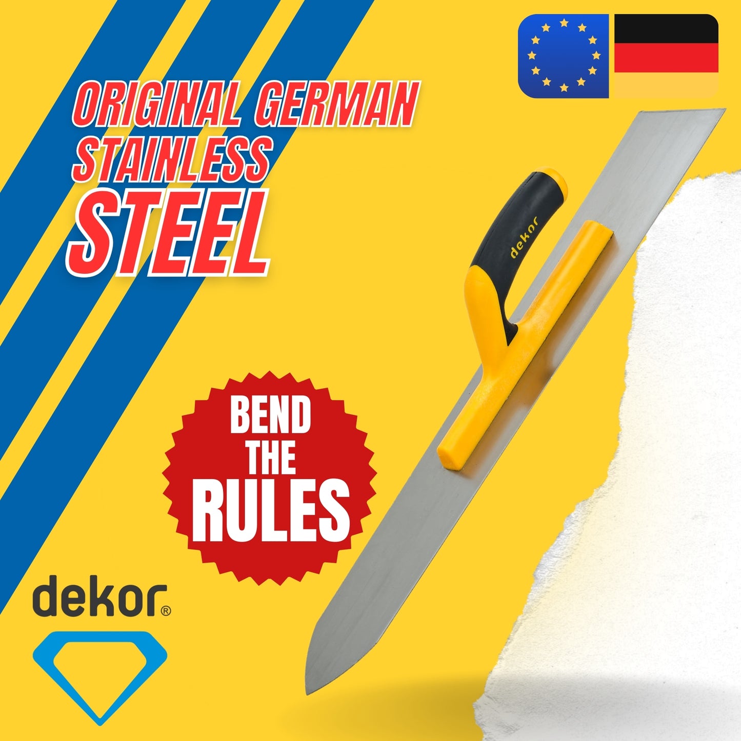 DEKOR Finishing Trowel - 22" x 3.15" - German Stainless Steel