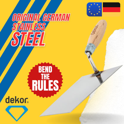 DEKOR Brick Trowel - 7" - German Stainless Steel - Wooden Handle