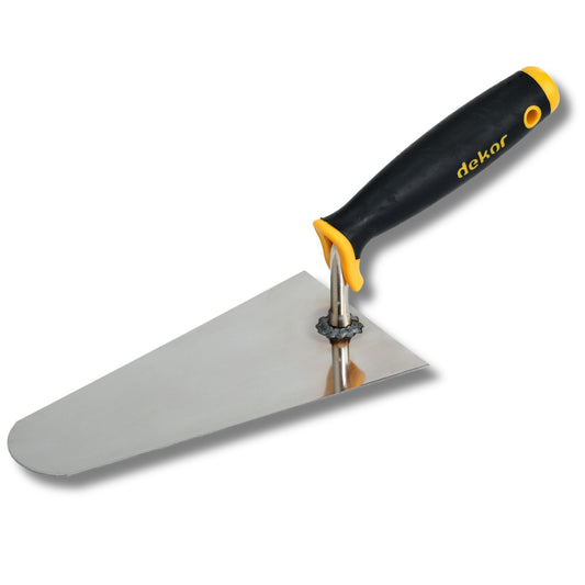 DEKOR Plaster and Brick Trowel - 8" - German Stainless Steel - Soft Grip