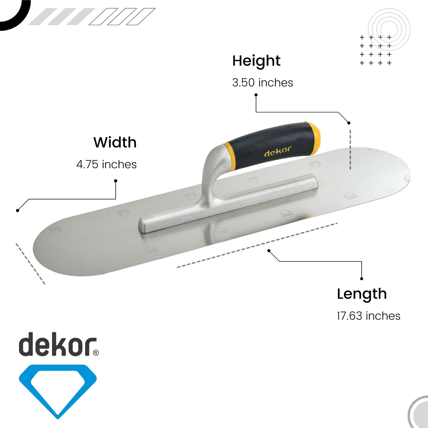 DEKOR Pool Trowel - 18" x 4.75" - German Stainless Steel