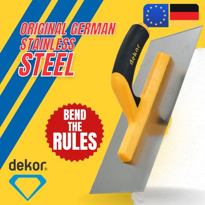 DEKOR Plaster Trowel - 12" x 4.63" - German Stainless Steel - Aluminium Handle