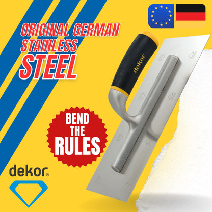 DEKOR Plaster Trowel - 12" x 4.63" - German Stainless Steel - Aluminium Handle