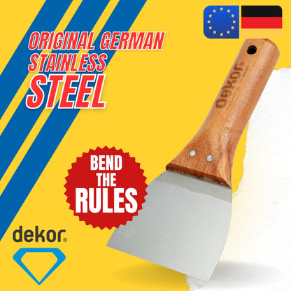 DEKOR Putty Knife - 3.15" - German Stainless Steel - Wooden Handle