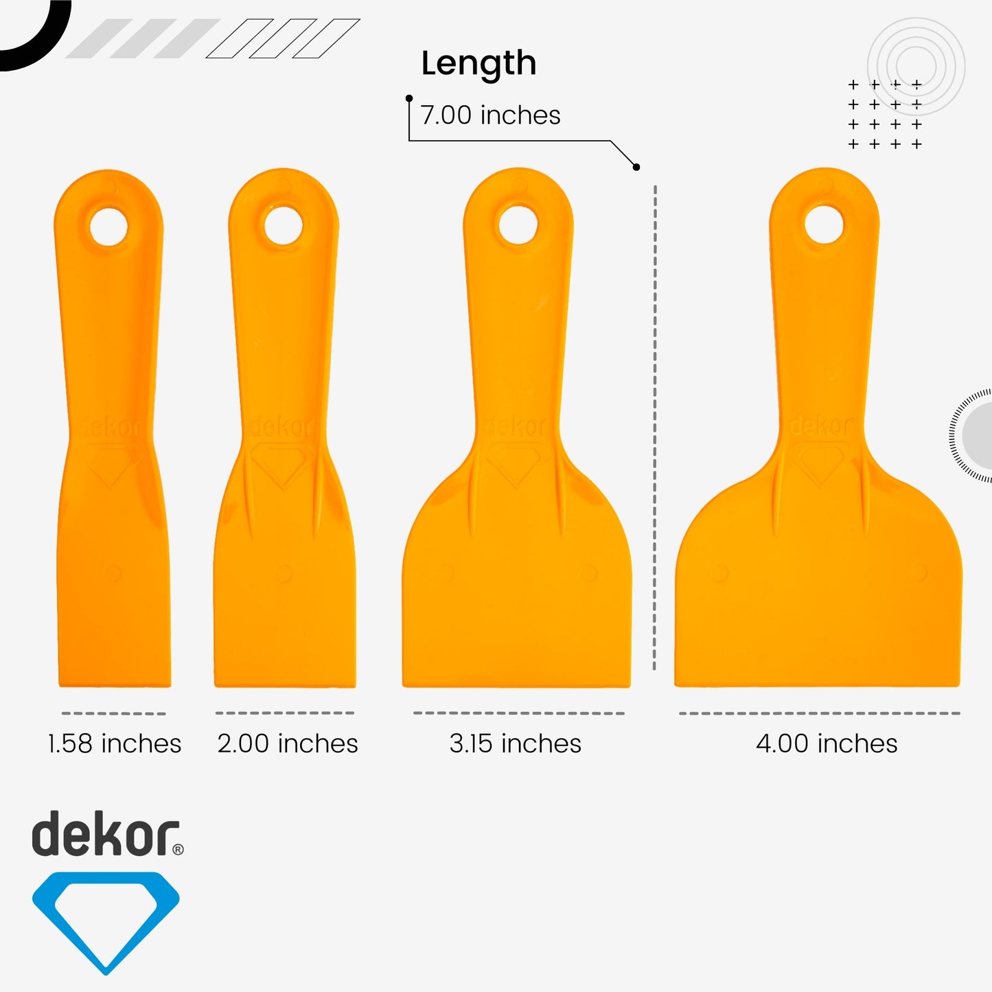 DEKOR Plastic Putty Knife Set - 4 pieces